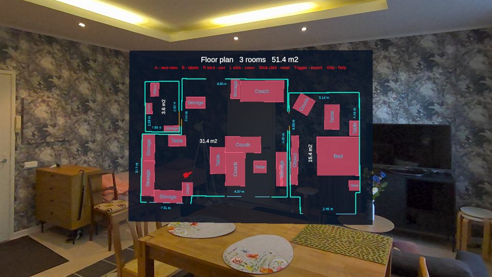 The floor plan of the flat on a dark sheet, exactly as scanned