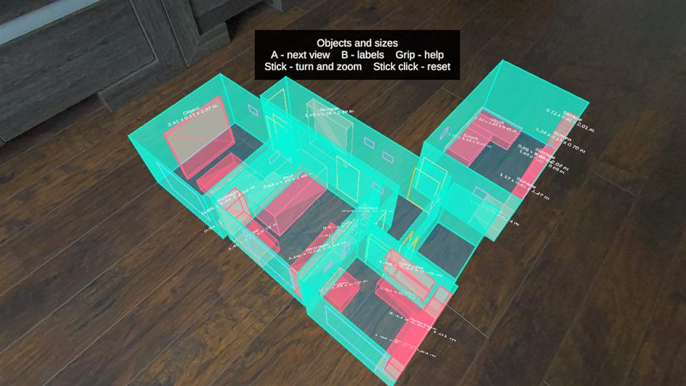 The whole of the bigger home as a miniature model on the floor